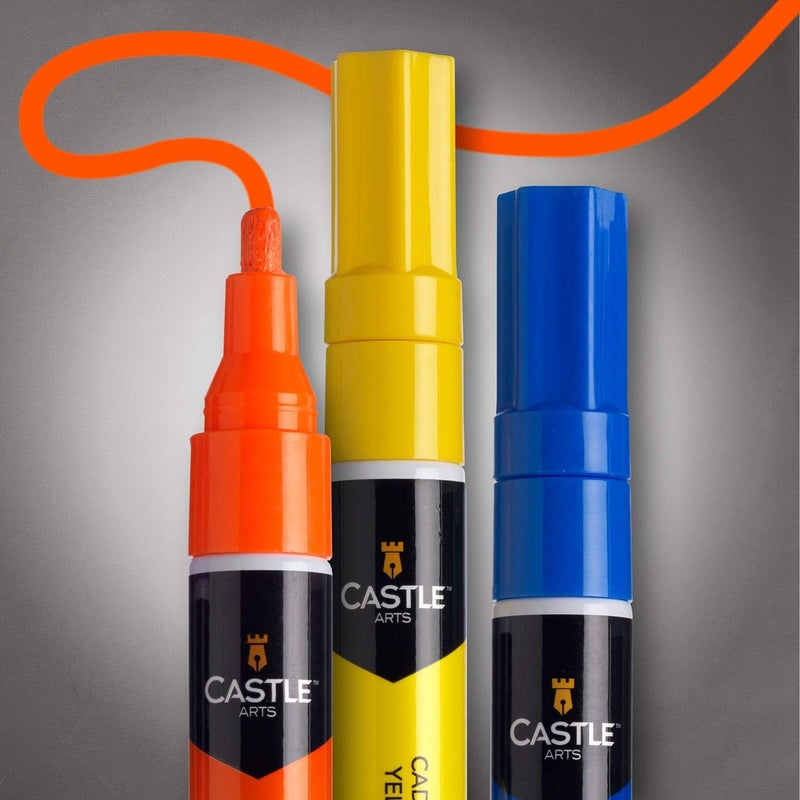 Castle Art Supplies 12 Oil Based Paint Pens Vibrant Premium Colored Markers for Adults Beginning Artists | Color on Rocks Stones Metal Wood Ceramic Vinyl Glass Plastic | Weather Resistant - Image 2